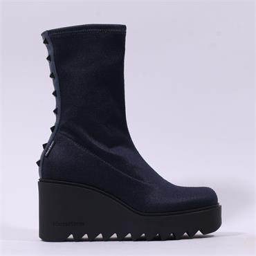 Marco Moreo Liege Stud Heel Wedge - Navy Stretch